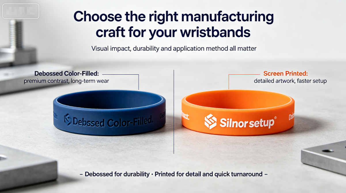 Debossed vs. Printed Custom Silicone Wristbands: Which Style is Right for Your Event?